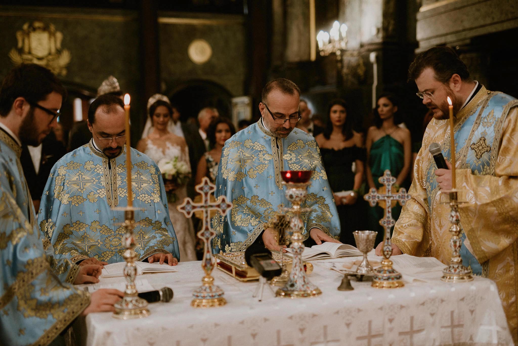 orthodox priests perform a bilingual wedding ceremony