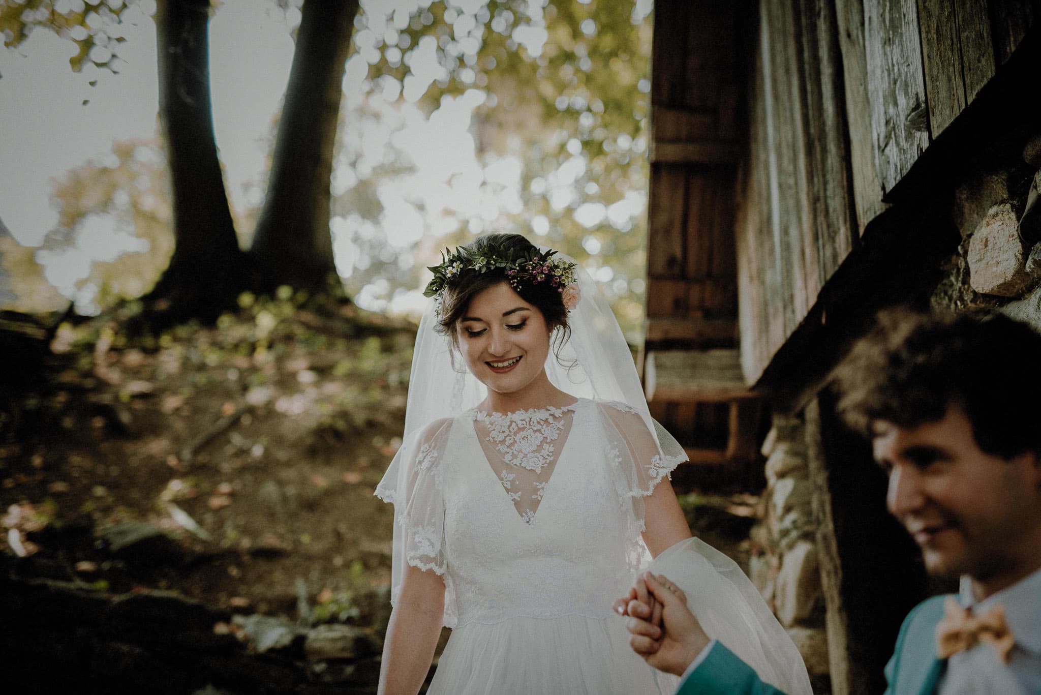 lighthearted bride on a sunny day