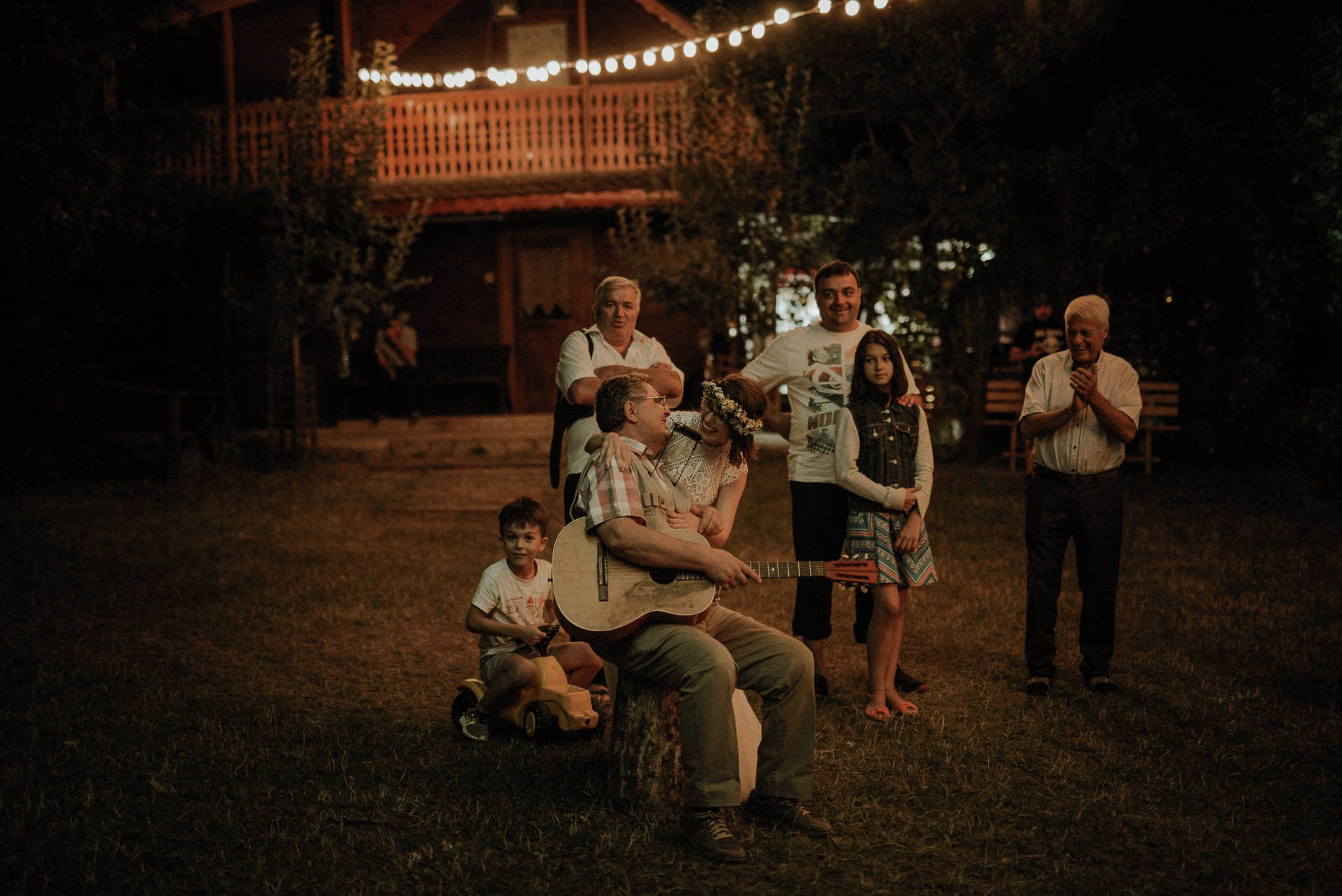 bride hugging her father during wedding