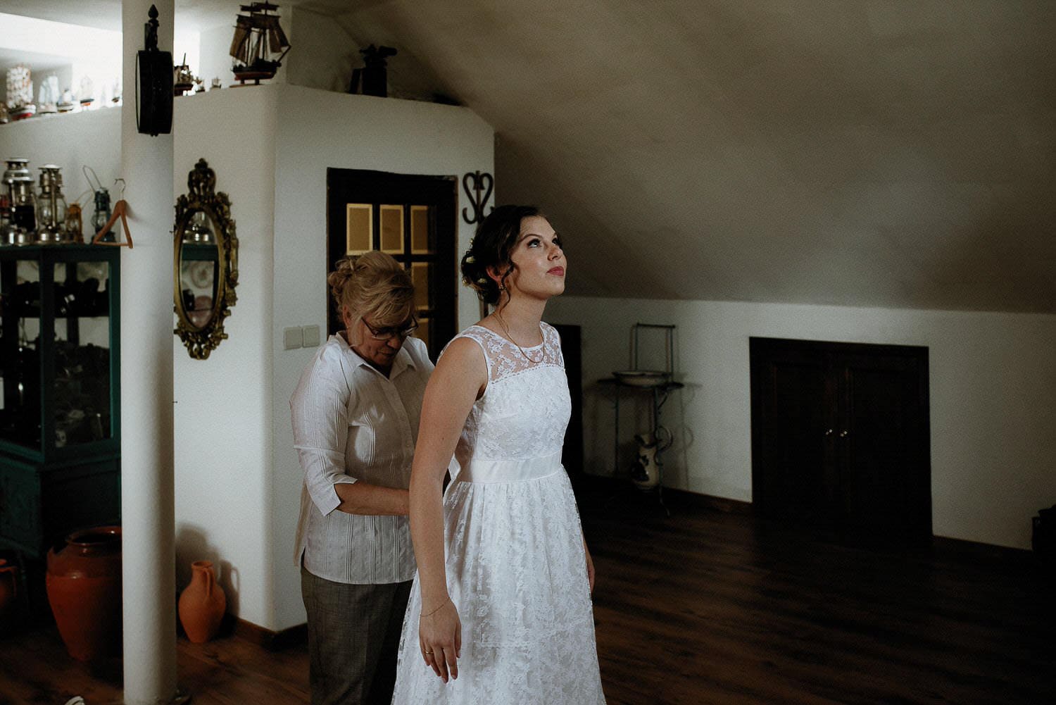 Charming Destination Wedding in the Portuguese Countryside - bride wearing her mother's dress
