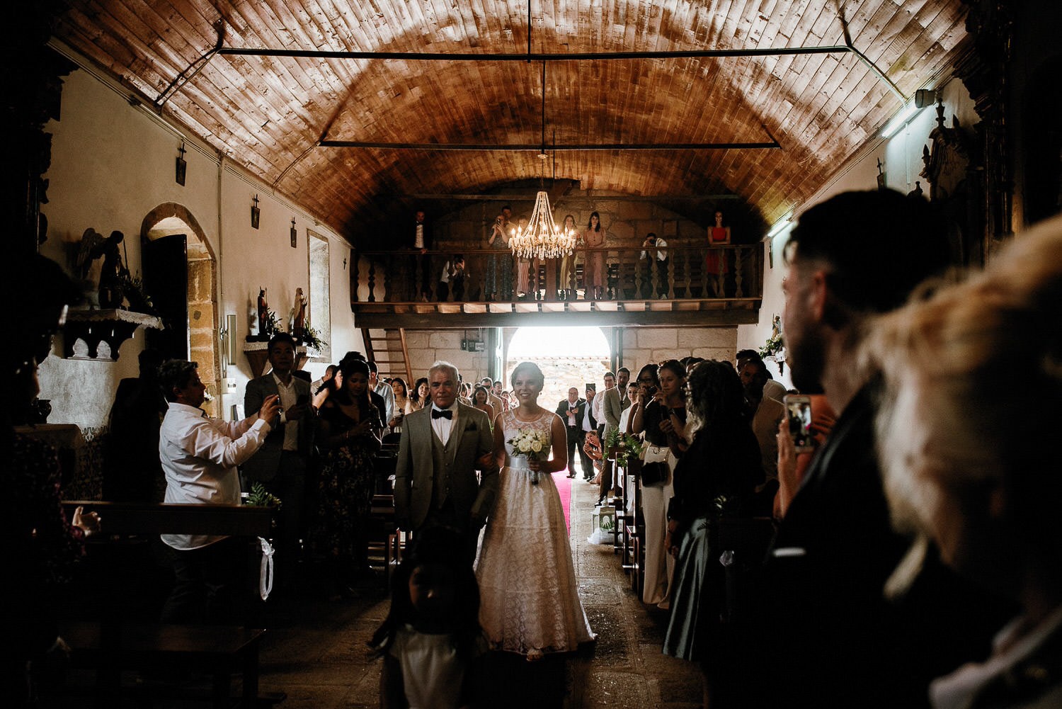 Charming Destination Wedding in the Portuguese Countryside - bride walking down the aisle