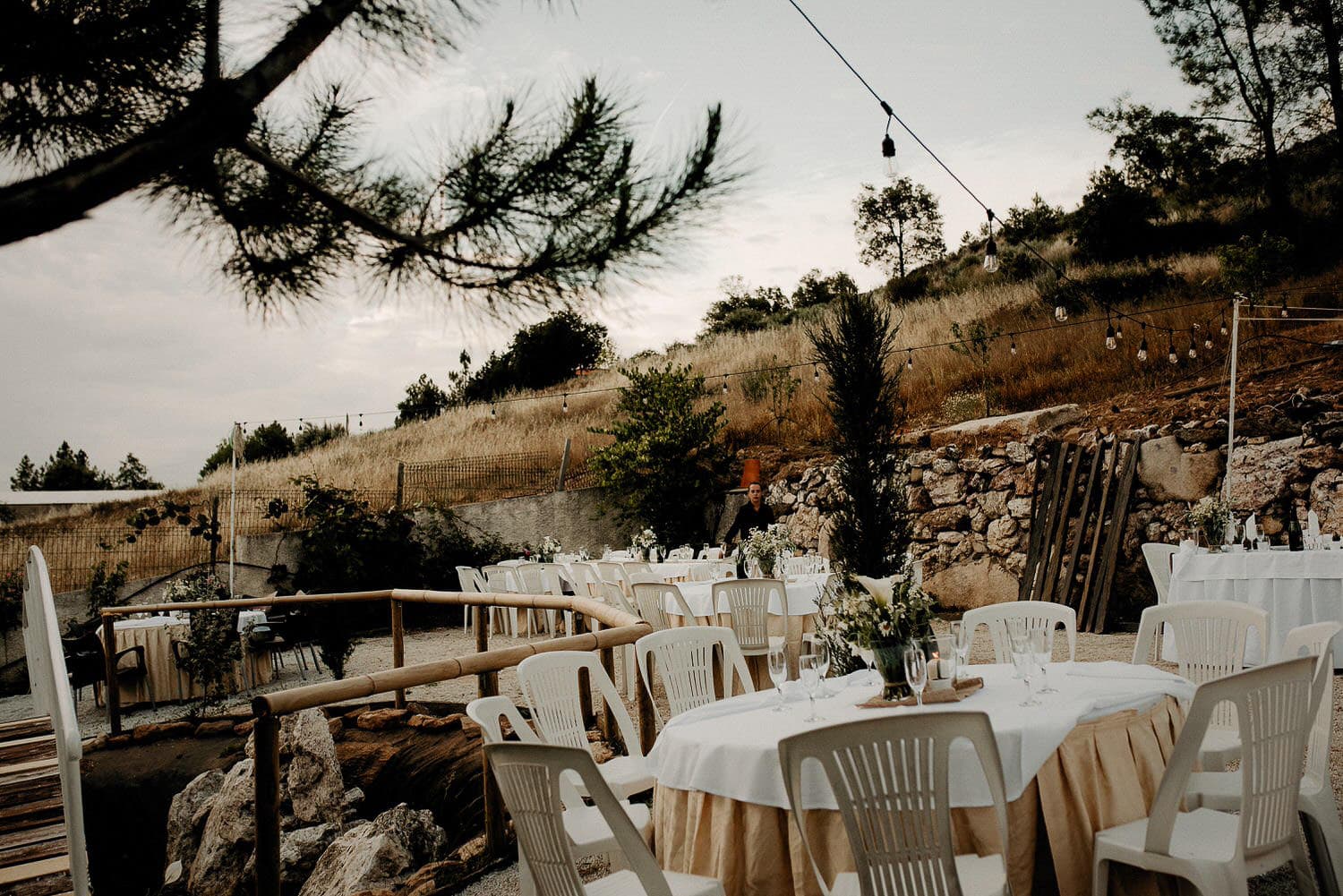 Charming Destination Wedding in the Portuguese Countryside - backyard diy reception table setting